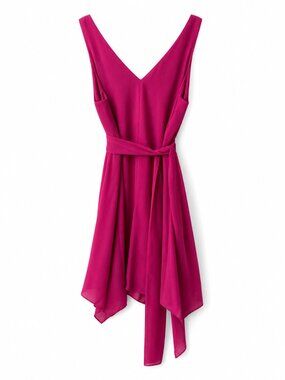 Parker Magenta Asymmetric Wrap Mini Dress S